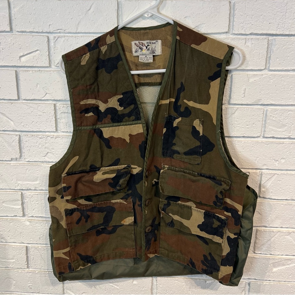Vintage Duck Bay Camouflage Hunting Vest Mens M